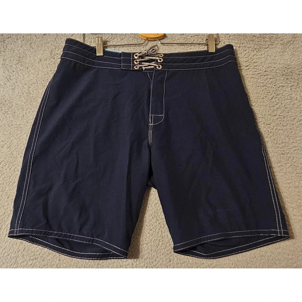 Birdwell Beach Britches Mens Navy Blue Board Shorts Size 33 Made in USA Surf